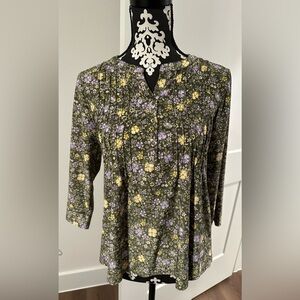 Napa Valley Floral Pleated Blouse